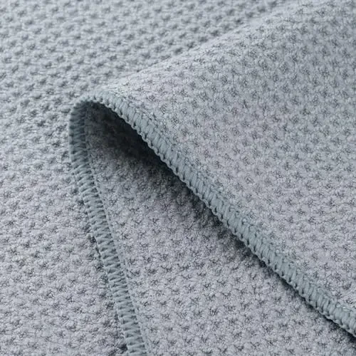 POLYTE Premium Microfiber Kitchen Dish Hand Towel Waffle Weave 12 Pack (16x28 in, Gray) - 5