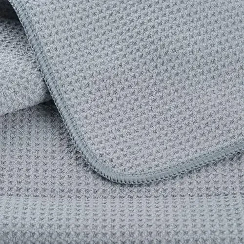 POLYTE Premium Microfiber Kitchen Dish Hand Towel Waffle Weave 12 Pack (16x28 in, Gray) - 6