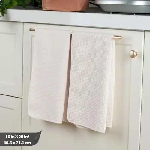 POLYTE Premium Microfiber Kitchen Dish Hand Towel Waffle Weave 12 Pack (16x28 in, Off White) - 2