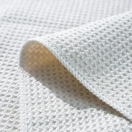 POLYTE Premium Microfiber Kitchen Dish Hand Towel Waffle Weave 12 Pack (16x28 in, Off White) - 3