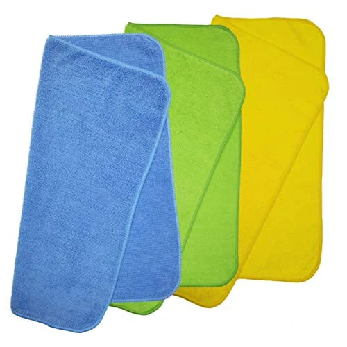 POLYTE Premium Microfiber Cleaning Towel,16x16 in 36 Pack (Blue,Green,Yellow) - 3
