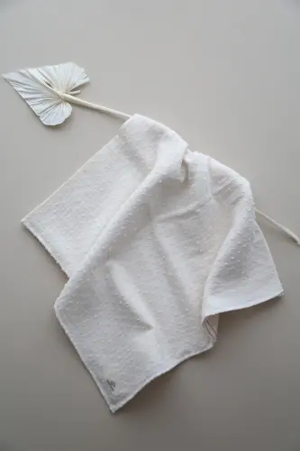 Pom pom Muslin Blanket 100% Cotton -ecru-Ecru Patterned - BABYKAR (1)