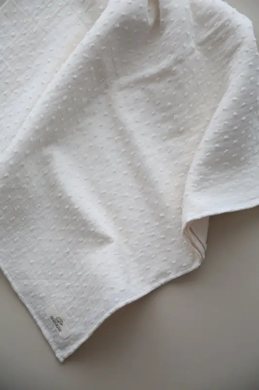 Pom pom Muslin Blanket 100% Cotton -ecru-Ecru Patterned - 3