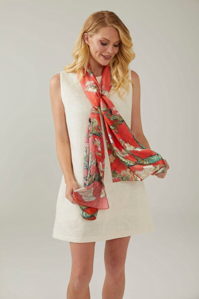 Pomegranate Blossom 50x170 Almond Tree %100 Satin Silk Full 