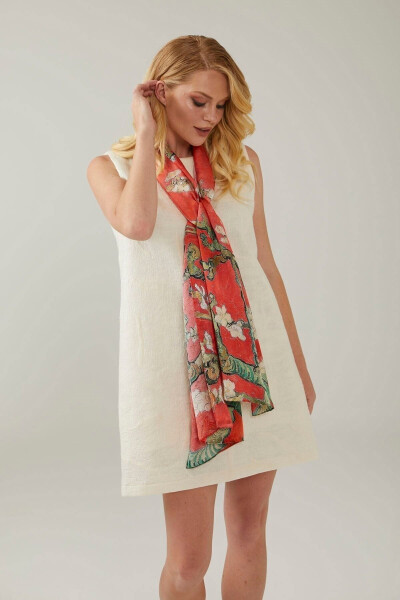 Pomegranate Blossom 50x170 Almond Tree %100 Satin Silk Full - 3