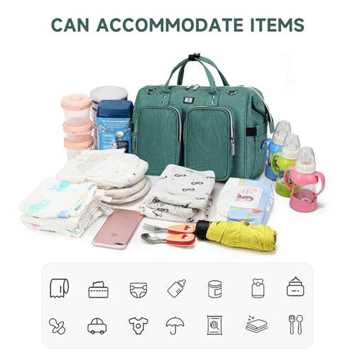 Pomelo Best Multifunctional Diaper Bag Totes with Changing Pad & Stroller Straps, Large Portable Newborn Baby Bags, Unisex and Stylish Travel Diaper Backpacks for Mom and Dad, Green - 6