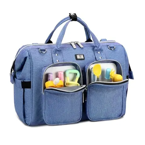 Pomelo Best Multifunctional Diaper Bag Totes with Changing Pad & Stroller Straps, Large Portable Newborn Baby Bags, Unisex and Stylish Travel Diaper Backpacks for Mom and Dad, Green - 1