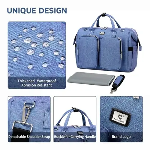 Pomelo Best Multifunctional Diaper Bag Totes with Changing Pad & Stroller Straps, Large Portable Newborn Baby Bags, Unisex and Stylish Travel Diaper Backpacks for Mom and Dad, Green - 3