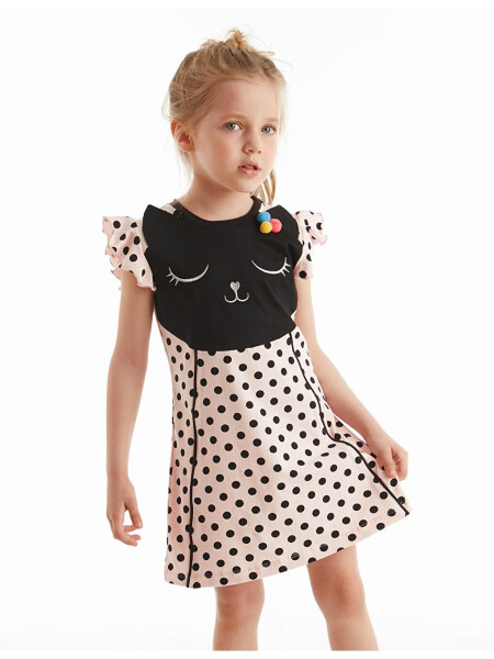 Pompom Dotted Cat Girl Dress - 1