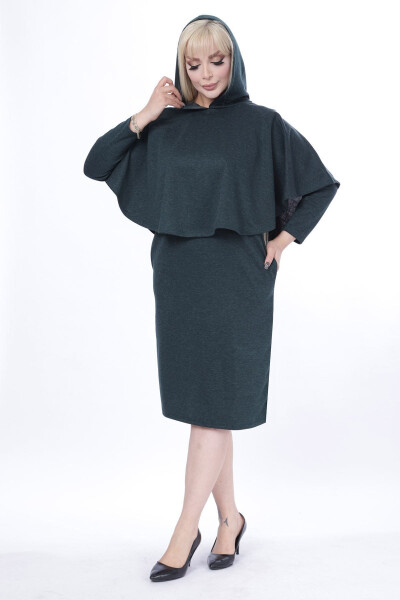 Poncho Pocketed Two Piece Winter Dress 24c-2443 - 4