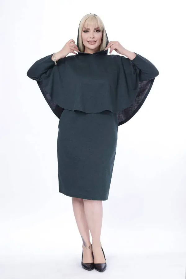 Poncho Pocketed Two Piece Winter Dress 24c-2443 - 1