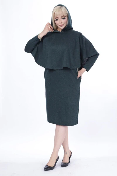 Poncho Pocketed Two Piece Winter Dress 24c-2443 - 4