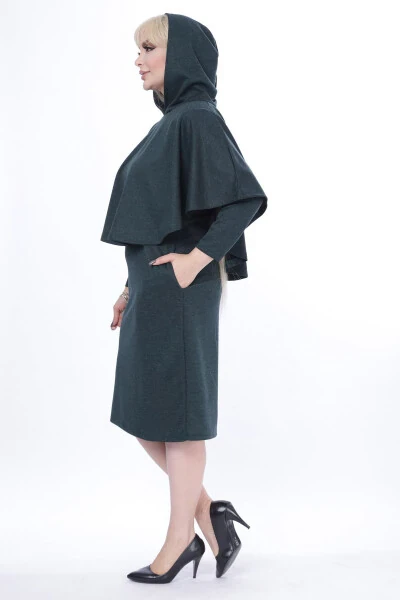 Poncho Pocketed Two Piece Winter Dress 24c-2443 - 5