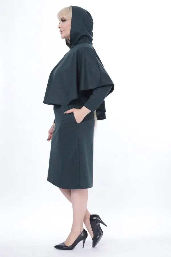 Poncho Pocketed Two Piece Winter Dress 24c-2443 - 5