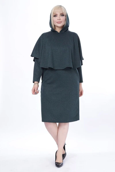 Poncho Pocketed Two Piece Winter Dress 24c-2443 - 8