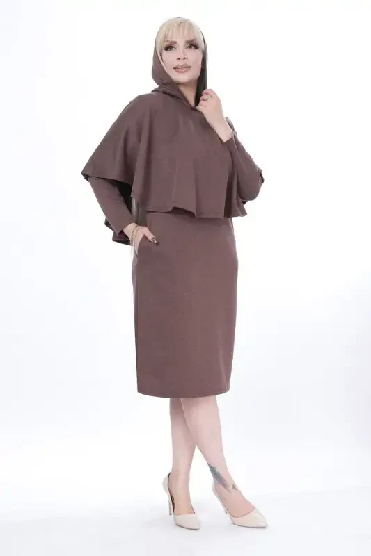 Poncho Pocketed Two Piece Winter Dress 4a-2441 - 6