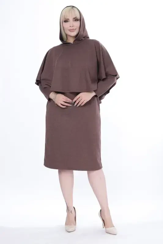Poncho Pocketed Two Piece Winter Dress 4a-2441 - 8