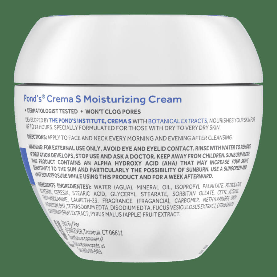 Pond's Crema S Yüz Nemlendirici Krem, Kuru Ciltler için Yüz Nemlendirici 10.1 oz - 6