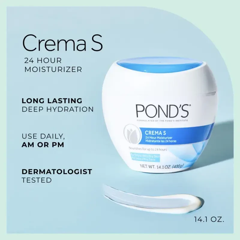 Pond’s Crema S Yuz Nemlendirici Krem, Quruqdan juda quruq teriga yuzni namlash uchun, 10.1 untsiya - 6