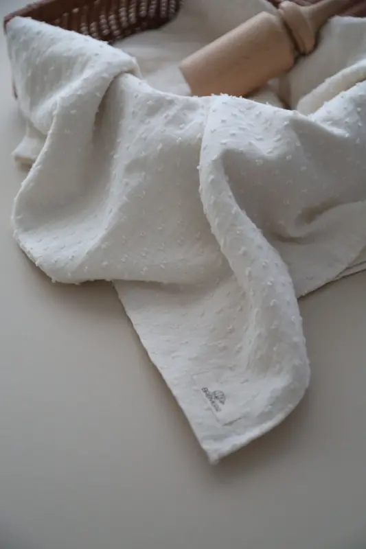 Ponponli muslin choyshab 100% paxta - ekru - Ekru naqshli - 5