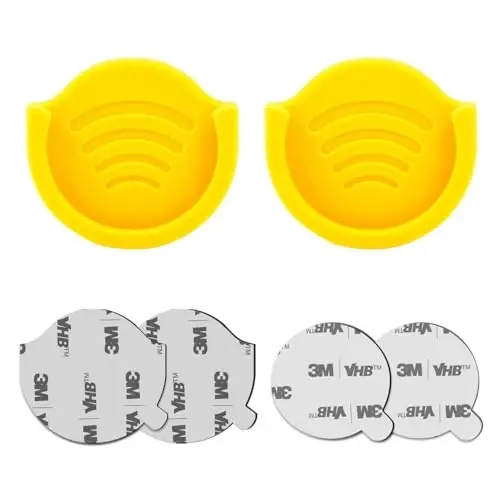 pop-tech 2 Pack Socket Car Mount, Silicone Phone Holder for Collapsible Grip Users with 3M Sticky Adhesive Replacement Used on Wall, Dashboard, Mirror, Desk, Home, Door, Office Yellow 