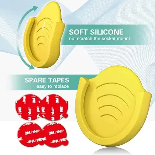 pop-tech 2 Pack Socket Car Mount, Silicone Phone Holder for Collapsible Grip Users with 3M Sticky Adhesive Replacement Used on Wall, Dashboard, Mirror, Desk, Home, Door, Office Yellow - 5