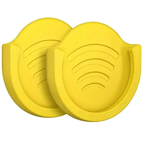 pop-tech 2 Pack Socket Car Mount, Yiqiladigan tutqich foydalanuvchilari uchun silikon telefon ushlagichi, devor, panel, oyna, stol, uy, eshik, ofis sariq rangda ishlatiladigan 3M yopishqoq yopishtiruvchi almashtirish - 1
