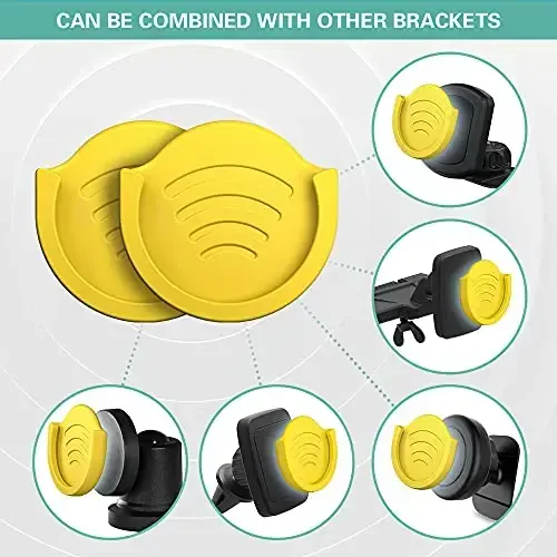 pop-tech 2 Pack Socket Car Mount, Yiqiladigan tutqich foydalanuvchilari uchun silikon telefon ushlagichi, devor, panel, oyna, stol, uy, eshik, ofis sariq rangda ishlatiladigan 3M yopishqoq yopishtiruvchi almashtirish - 3