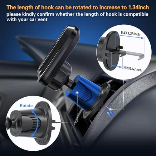 pop-tech Car Vent Phone Mount for Thick Socket Grip, Air Vent Clip Phone Holder Compatible with Magsafe Wallet Black & iPhone Samsung Card Holder, Cellphone Stand with Sticky Adhesive - pop-tech (1)