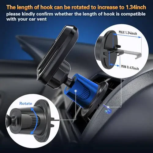 pop-tech Car Vent Phone Mount for Thick Socket Grip, Air Vent Clip Phone Holder Compatible with Magsafe Wallet Black & iPhone Samsung Card Holder, Cellphone Stand with Sticky Adhesive - 2