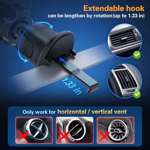 Pop-Tech Araba Havalandırma Telefon Tutucuyu Soket Tutma, Hava Havalandırma Klipli Telefon Tutucu Magsafe Cüzdan Siyah & iPhone Samsung Kart Tutucu ile Uyumlu, Yapışkanlı Tutkal ile Cep Telefonu Standı - POP-TECH (1)