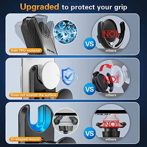 Pop-tech Car Vent Phone Mount for Socket Grip, Air Vent Clip Phone Holder Compatible with Magsafe Wallet Black & iPhone Samsung Card Holder, Cell Phone Stand with Sticky Adhesive - 11