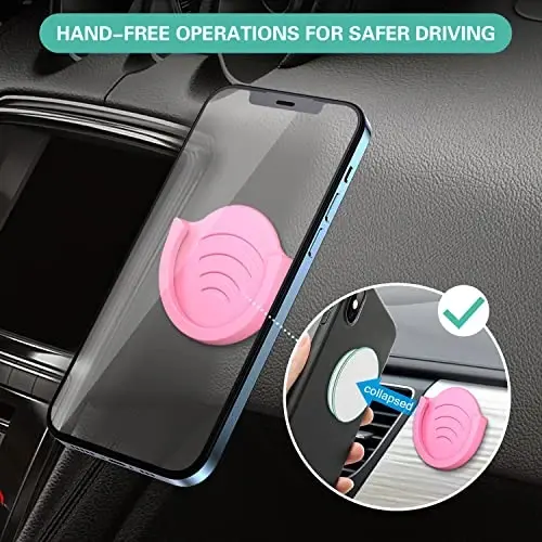pop-tech Phone Grip Holder for Socket Users, 2 Pack Silicon Car Mount for Expanding Phone Stand with Strong 3M Adhesive Double Sided Tapes for Dashboard, Desk, Wall, Home, Office and More Pink - 2