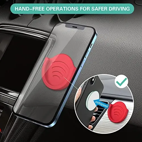 pop-tech Grip Mount for Socket User, 2 Pack Silicone Car Phone Holder for Phone Collapsible Grip/Stand with 3M Sticker Pads Replacement for Dashboard, Office, Home, Desk, Kitchen, Wall and More Red - POP-TECH (1)
