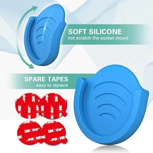 pop-tech Phone Grip for Socket Holder, 2 Pack Silicone Car Phone Mount Adhesive for Collapsible Grip & Stand with 3M Adhesive Replacement for Car Dashboard, Desk, Wall, Home, Office Blue - 5