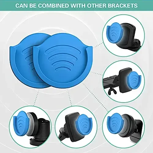 pop-tech Phone Grip for Socket Holder, 2 Pack Silicone Car Phone Mount Adhesive for Collapsible Grip & Stand with 3M Adhesive Replacement for Car Dashboard, Desk, Wall, Home, Office Blue - 3