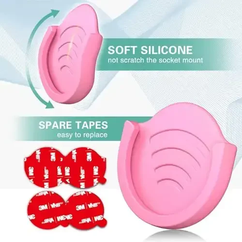 pop-tech Socket foydalanuvchilari uchun telefon ushlagichi, 2 dona silikon avtomobil o'rnatgichi, asboblar paneli, stol, devor, uy, ofis va boshqalar uchun kuchli 3M yopishtiruvchi ikki tomonlama lenta bilan telefon stendini kengaytirish uchun pushti - 5