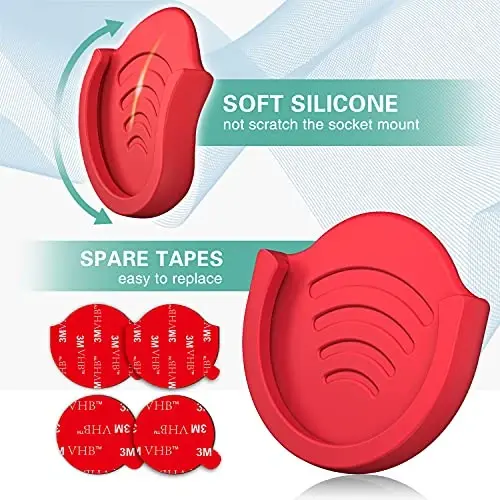 pop-tech Socket foydalanuvchisi uchun Grip Mount, 2 dona silikon avtomobil telefon ushlagichi, telefon uchun yig'iladigan Grip/Stand, 3M stiker yostiqchalari O'rnini bosuvchi Asboblar paneli, Ofis, Uy, Stol, Oshxona, Devor va boshqalar uchun qizil - 1