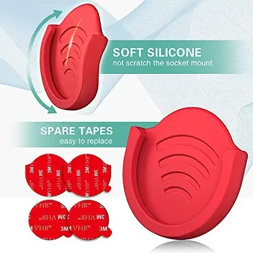 pop-tech Socket foydalanuvchisi uchun Grip Mount, 2 dona silikon avtomobil telefon ushlagichi, telefon uchun yig'iladigan Grip/Stand, 3M stiker yostiqchalari O'rnini bosuvchi Asboblar paneli, Ofis, Uy, Stol, Oshxona, Devor va boshqalar uchun qizil - 6