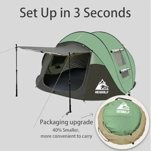 Pop Up Camping Tent 2/4 Person, Instant Family Tents, Easy Setup Automatic Tent for Camping Hiking & Traveling - 3