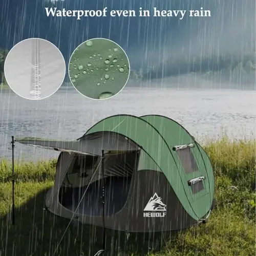 Pop Up Camping Tent 2/4 Person, Instant Family Tents, Easy Setup Automatic Tent for Camping Hiking & Traveling - 5