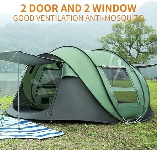 Pop Up Camping Tent 2/4 Person, Instant Family Tents, Easy Setup Automatic Tent for Camping Hiking & Traveling - 6