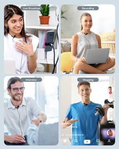 PoP Voice 2Pcs Professional Lavalier Lapel Microphone 3.5mm Compatible With DJI Mic/Rode Wireless GO Transmitters for Smartphone Camera, Mini Mic for YouTube, Interview, Video, Broadcasters - 7