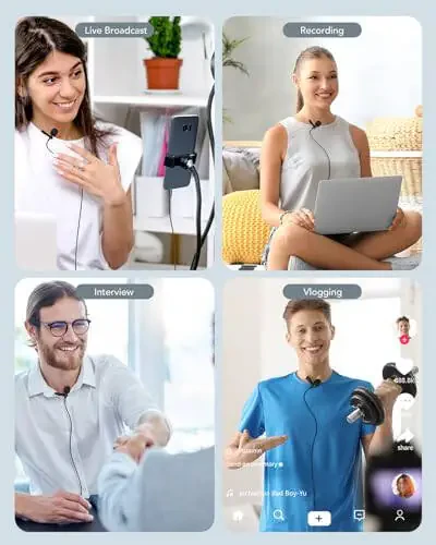 PoP Voice 2Pcs Professional Lavalier Lapel Microphone 3.5mm Compatible With DJI Mic/Rode Wireless GO Transmitters for Smartphone Camera, Mini Mic for YouTube, Interview, Video, Broadcasters - 7