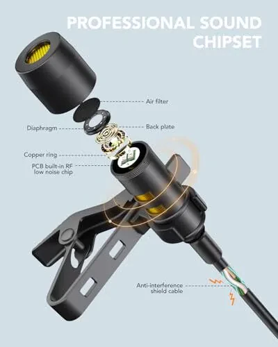 PoP Voice 2Pcs Professional Lavalier Lapel Mikrofon 3.5mm DJI Mic/Rode Wireless GO Transmitters bilan mos keladi Smartphone Camera, YouTube uchun Mini Mic, Intervyu, Video, Broadcasters - 2