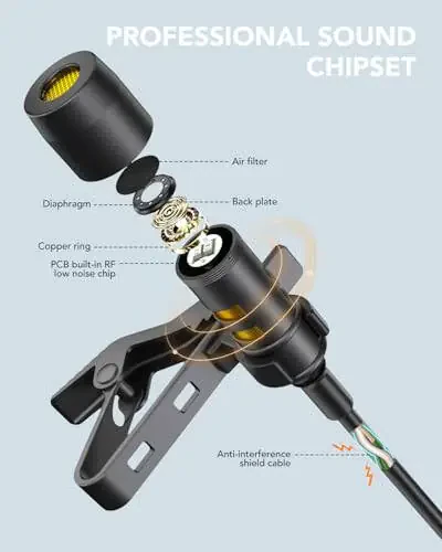 PoP Voice 2Pcs Professional Lavalier Lapel Mikrofon 3.5mm DJI Mic/Rode Wireless GO Transmitters bilan mos keladi Smartphone Camera, YouTube uchun Mini Mic, Intervyu, Video, Broadcasters - 2