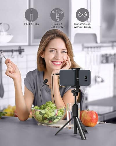 PoP voice Professional Lavalier Lapel Microphone Omnidirectional Condenser Mic for iPhone Android Smartphone,Recording Mic for Youtube,Interview,Video - 5