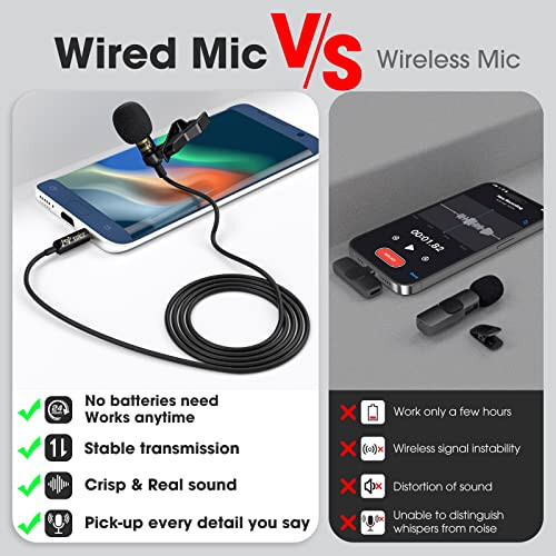 PoP voice Upgraded Lavalier Lapel Microphone, Omnidirectional Condenser Mic for Apple iPhone iPad Mac Android Smartphones, Youtube, Interview, Studio, Video, Recording, Noise Cancelling Mic - 4