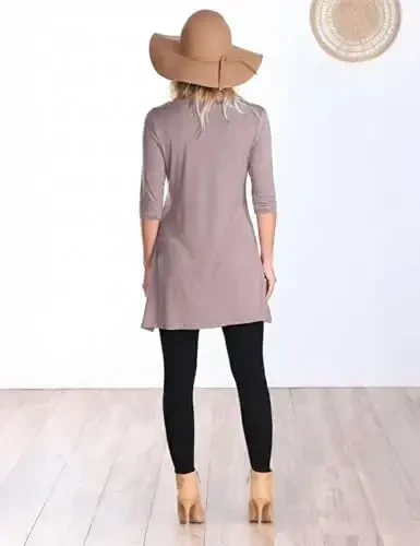 Popana Ayollar 3/4 Yengli Tunika Cho'ntakli Top - AQShda Leggings bilan Kiyish uchun Uzun Ko'ylaklar - Ayollar uchun Tunika Pullover - 5