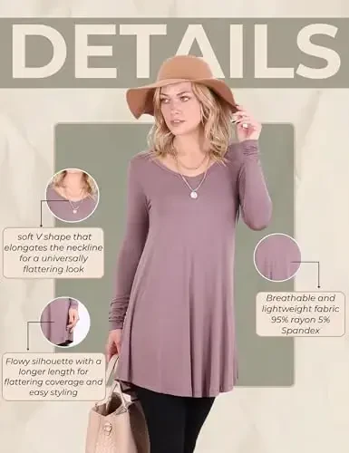 Popana ayollar uzun yengli tunik toplamlari Leggings bilan kiyish uchun - Ayollar uchun uzun tunik ko'ylaklar Katta hajmli kundalik kiyim uchun keng bichimli - 6